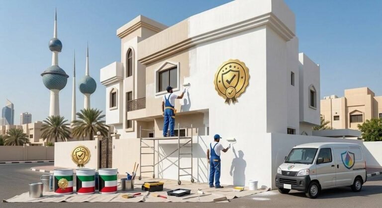 فني أصباغ ودهانات محترف يقوم بأعمال الطلاء وتجديد الجدران بدقة وإتقان ضمن خدمات أفضل صباغ الزهراء بالكويت لضمان مظهر جمالي وعصري وراحة العملاء.