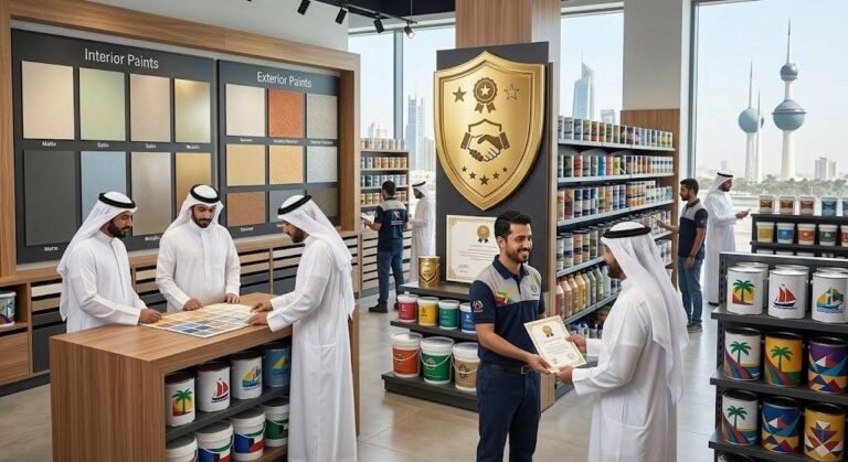 صباغ محترف يقوم بأعمال طلاء وتجديد جدران المنازل بدقة وإتقان باستخدام أفضل أنواع الأصباغ والأدوات الحديثة ضمن خدمات صباغ الصديق بالكويت لضمان تشطيبات راقية وراحة العملاء.